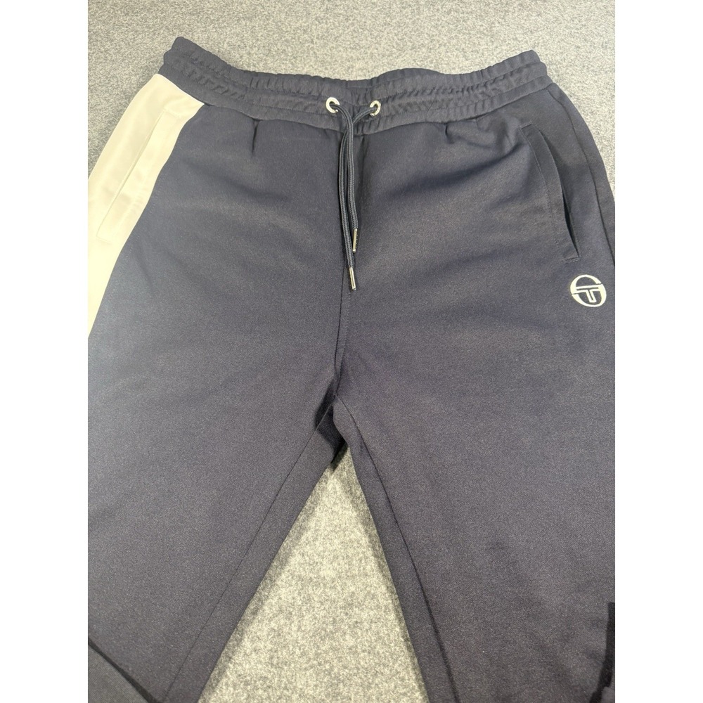Sergio Tacchini Navy Blue Optimist Side Stripe Joggers Size M - Picture 2 of 12